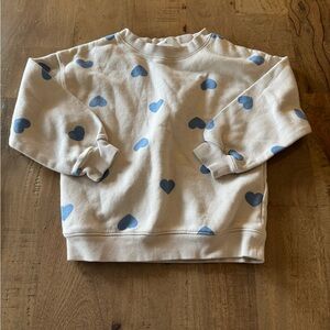 H&M Heart Patterned Cream crewneck Sweatshirt size 4-5 years
